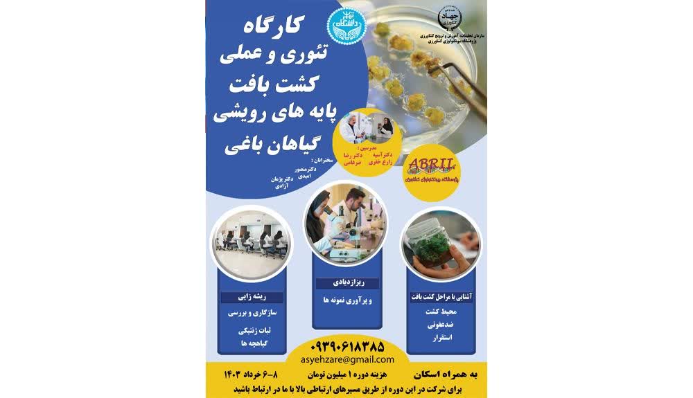 کارگاه تئوری و عملی کشت بافت و پایه های رویشی گیاهان باغی